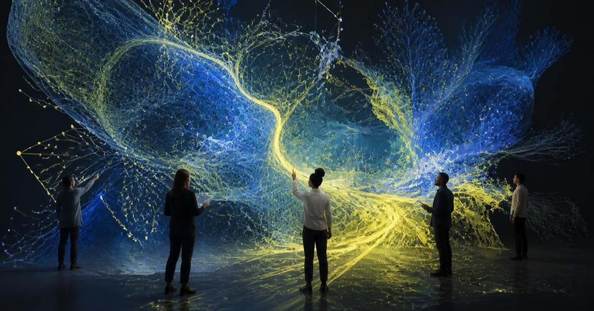 AI image of people collaborating on idea